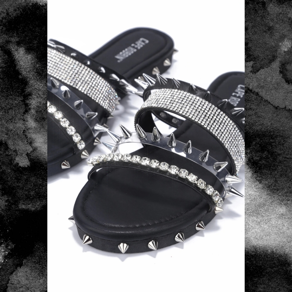 🖤Black Rhinestone Spike Sandals🖤 - Picture 2 of 4